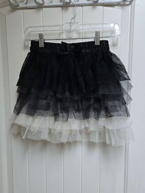 The Children Place Kids Black and Cream Layered Ruffles Tule Tulle Skirt size 8